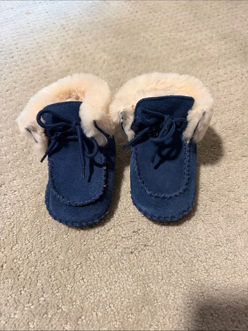 Blue Faux-Shearling Toddler UGG Moccasin Slippers